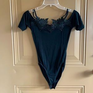 Miss Selfridge U.K. black lace stretchy bodysuit